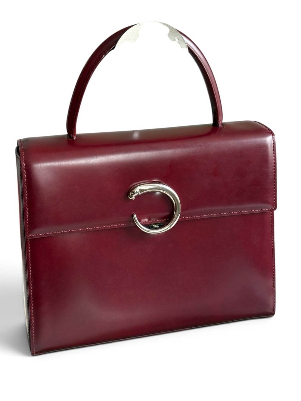 Cartier Panthere top handle vintage burgundy leather Autentic bag